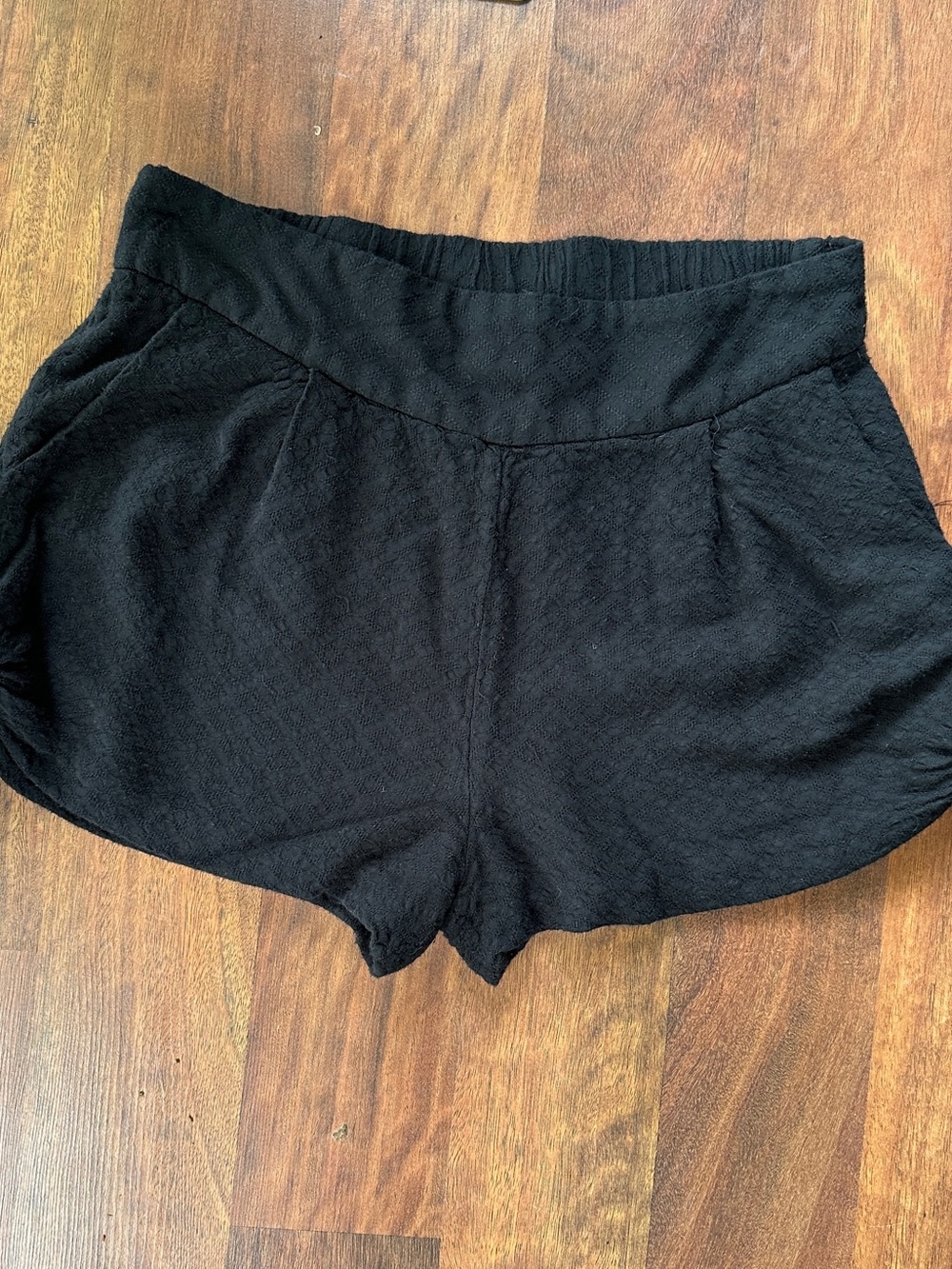 Free People Bella Embroidered Side Tie Shorts XS Black Boho Lounge Pull On